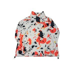 Under Armour Womens Abstract Splatter Windbreaker Jacket White Orange S Loose